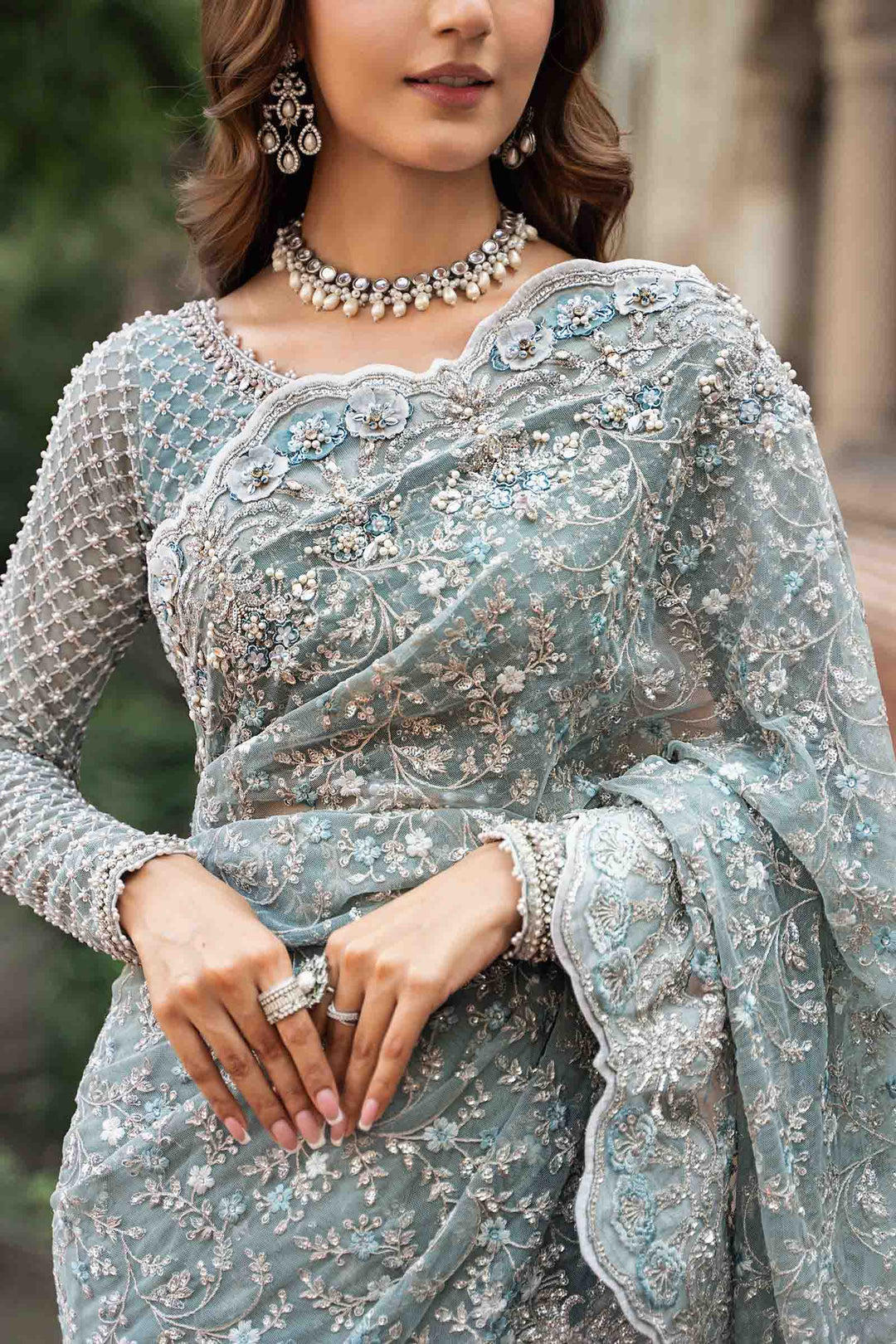 Net Saree With Heavy Embroidery | Ready To Wear