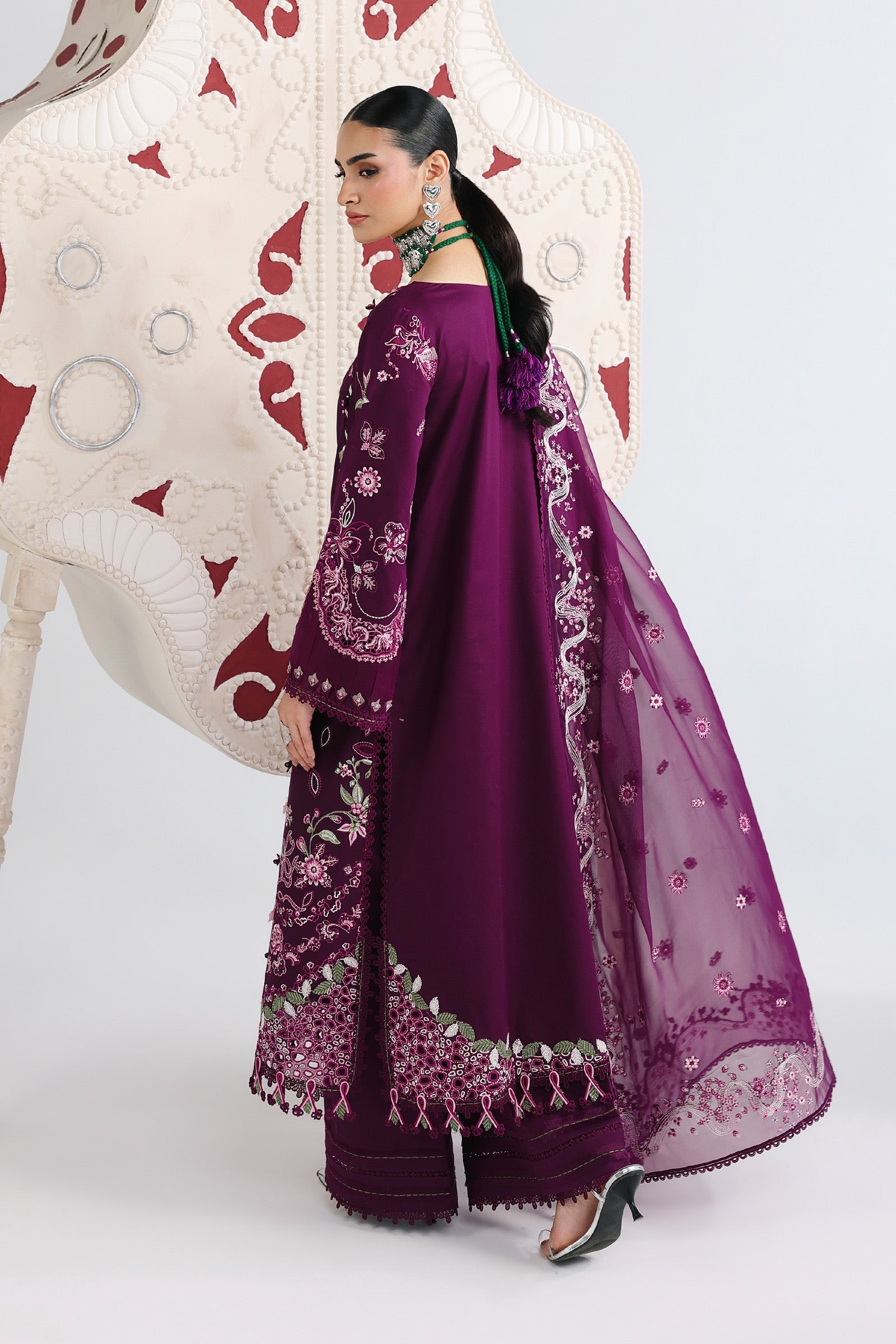 03-Piece Embroidered Lawn Suit With Chiffon Dupatta | Ready To Wear