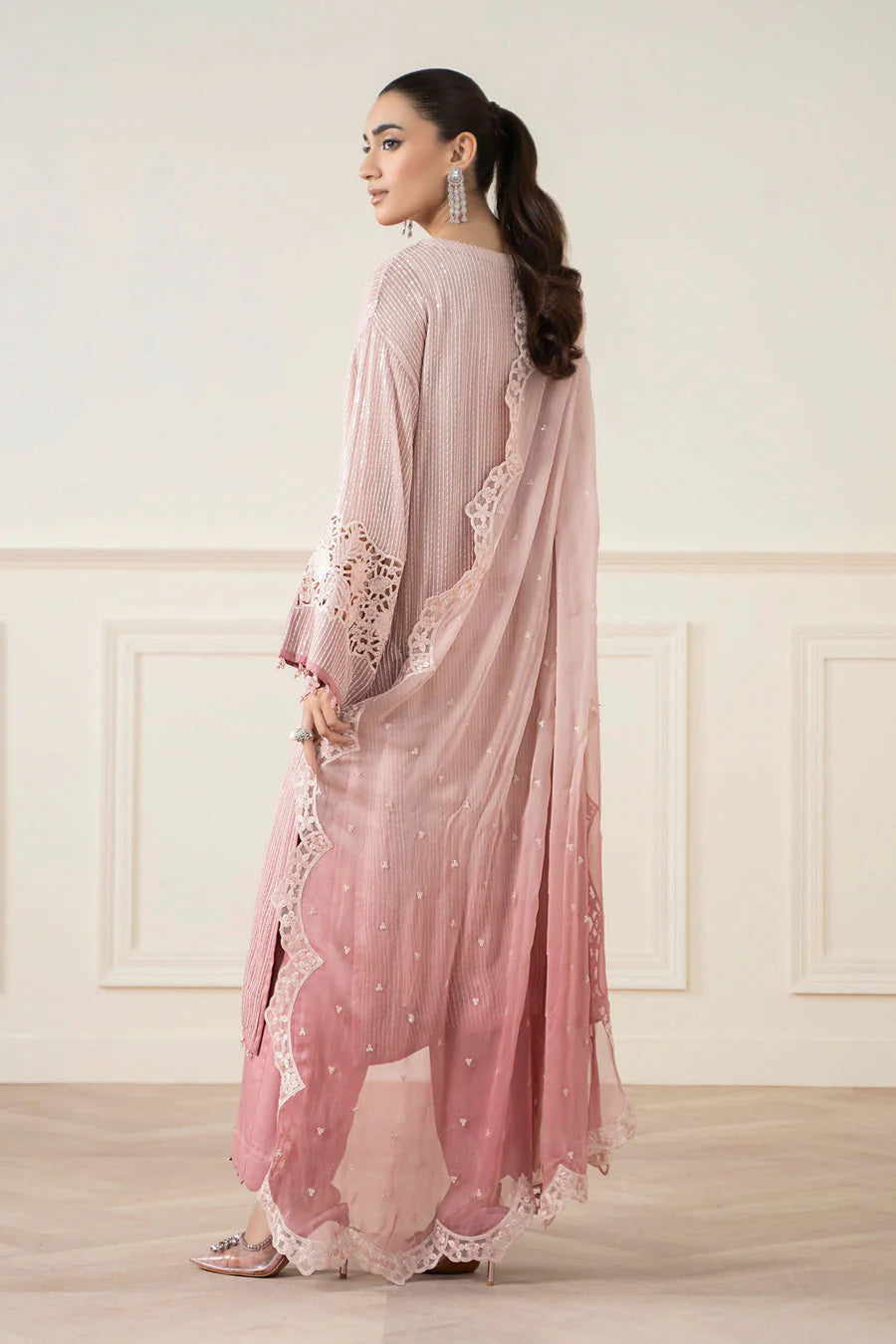 03-Piece Embroidered Chiffon Suit With Malai Trouser | Ready To Wear