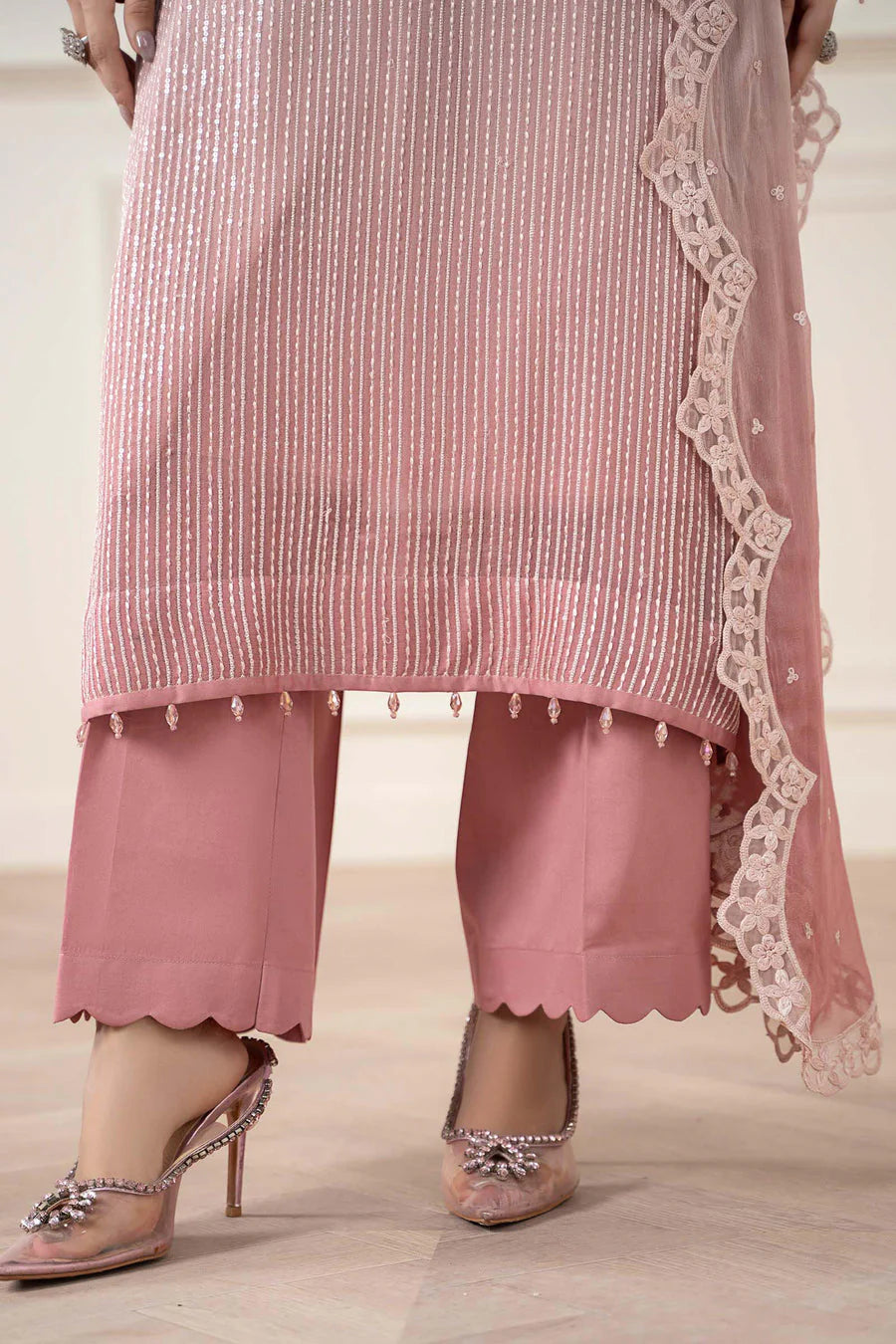 03-Piece Embroidered Chiffon Suit With Malai Trouser | Ready To Wear