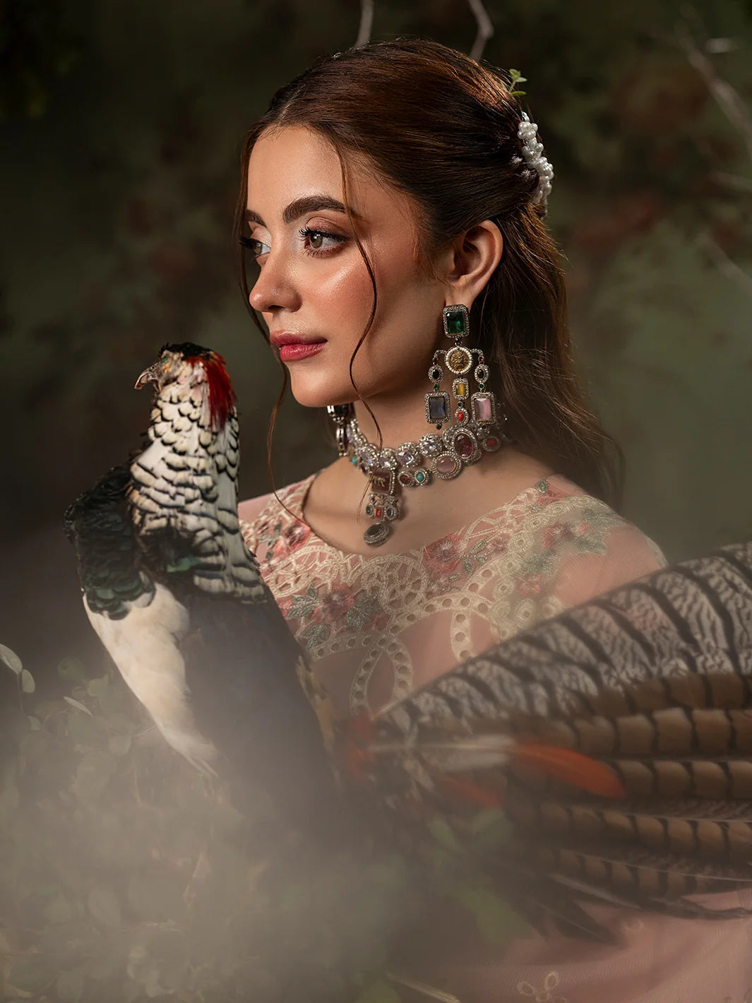 Dusty Peach: Embroidered Lawn Suit With Net Dupatta | Ready To Wear