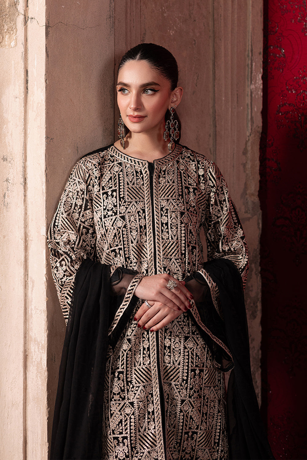 03-Piece Chiffon Suit With Thread Embroidery | Ready To Wear