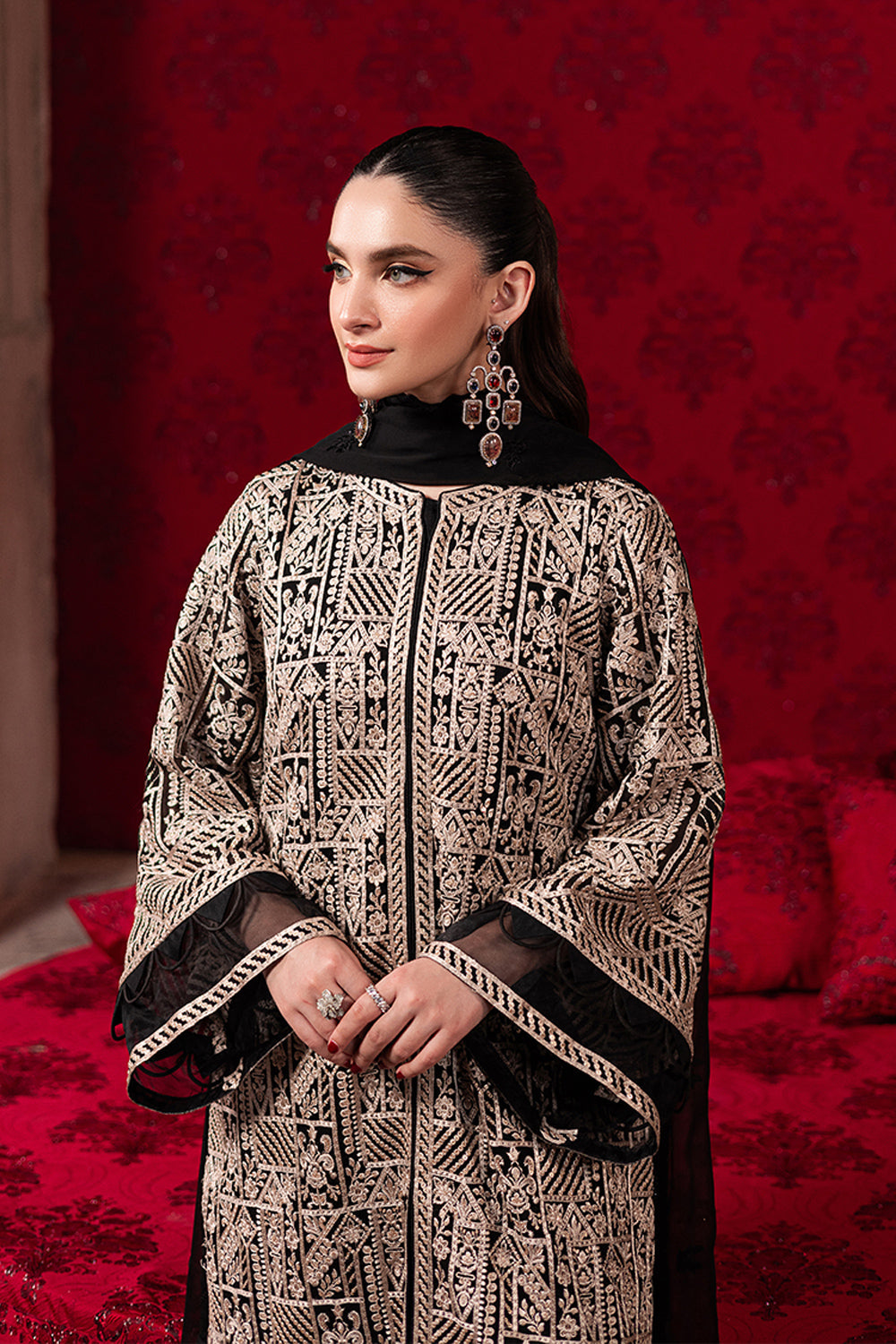 03-Piece Chiffon Suit With Thread Embroidery | Ready To Wear