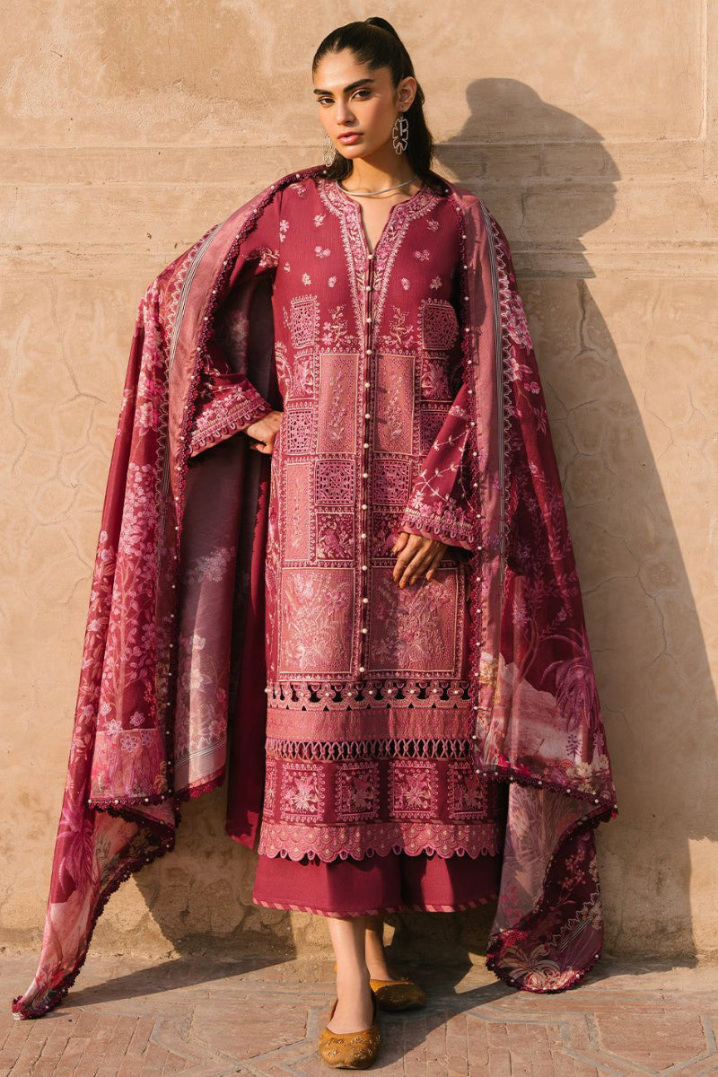 03-Piece Embroidered Lawn Suit With Printed Silk Dupatta | Ready To Wear