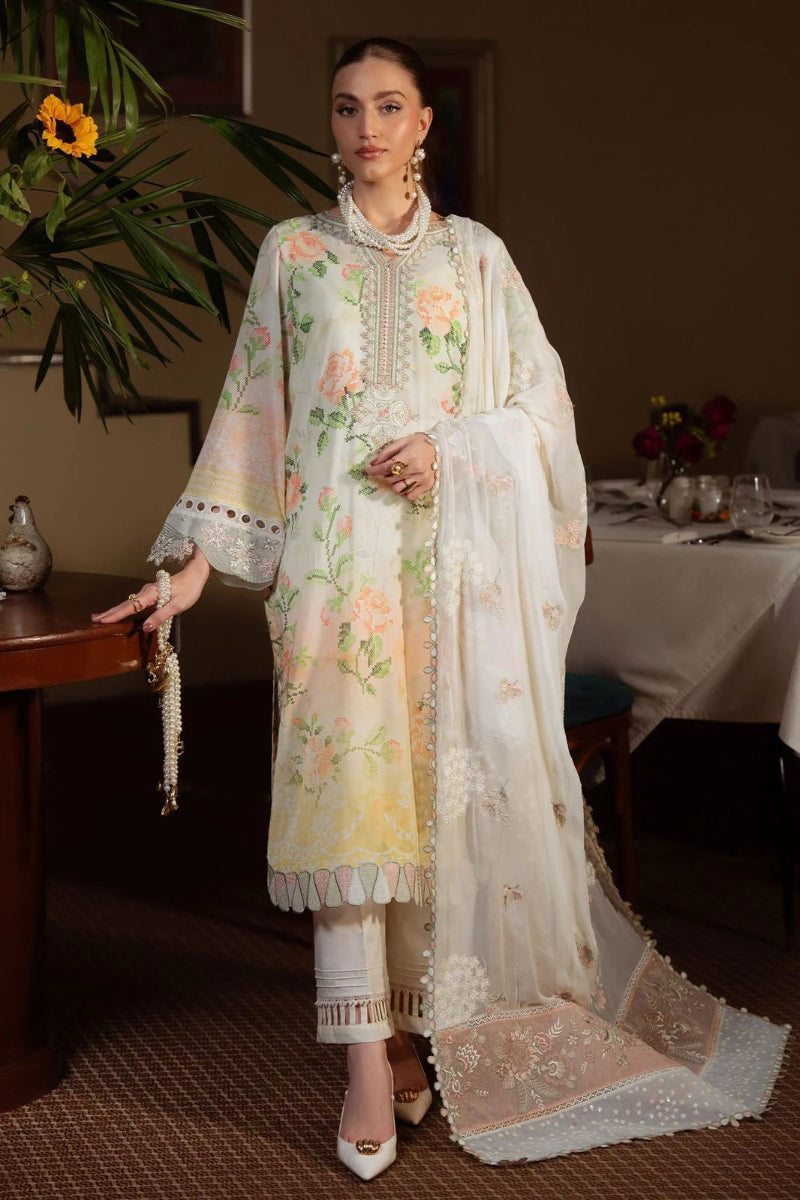 03-Piece Printed Lawn Suit With Chiffon Dupatta | Ready To Wear