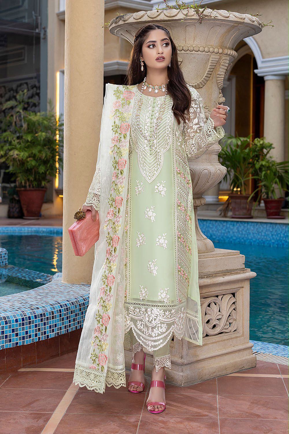 03-Piece Embroidered Organza Suit | Ready To Wear