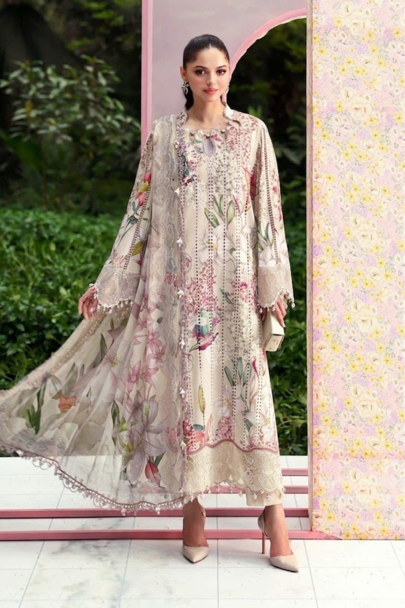 03-Piece Printed Lawn Suit With Chiffon Dupatta |  Ready To Wear