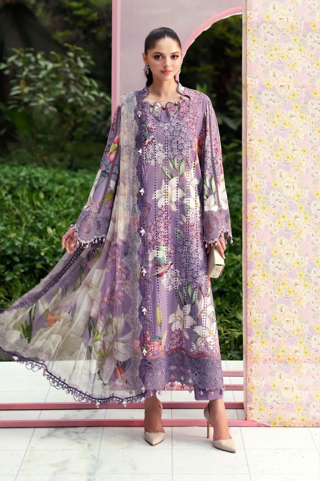 03-Piece Printed Lawn Suit With Chiffon Dupatta |  Ready To Wear
