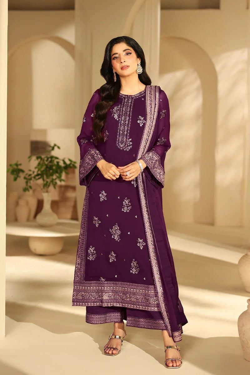 03-Piece Chiffon Suit With Embroidery | Ready To Wear