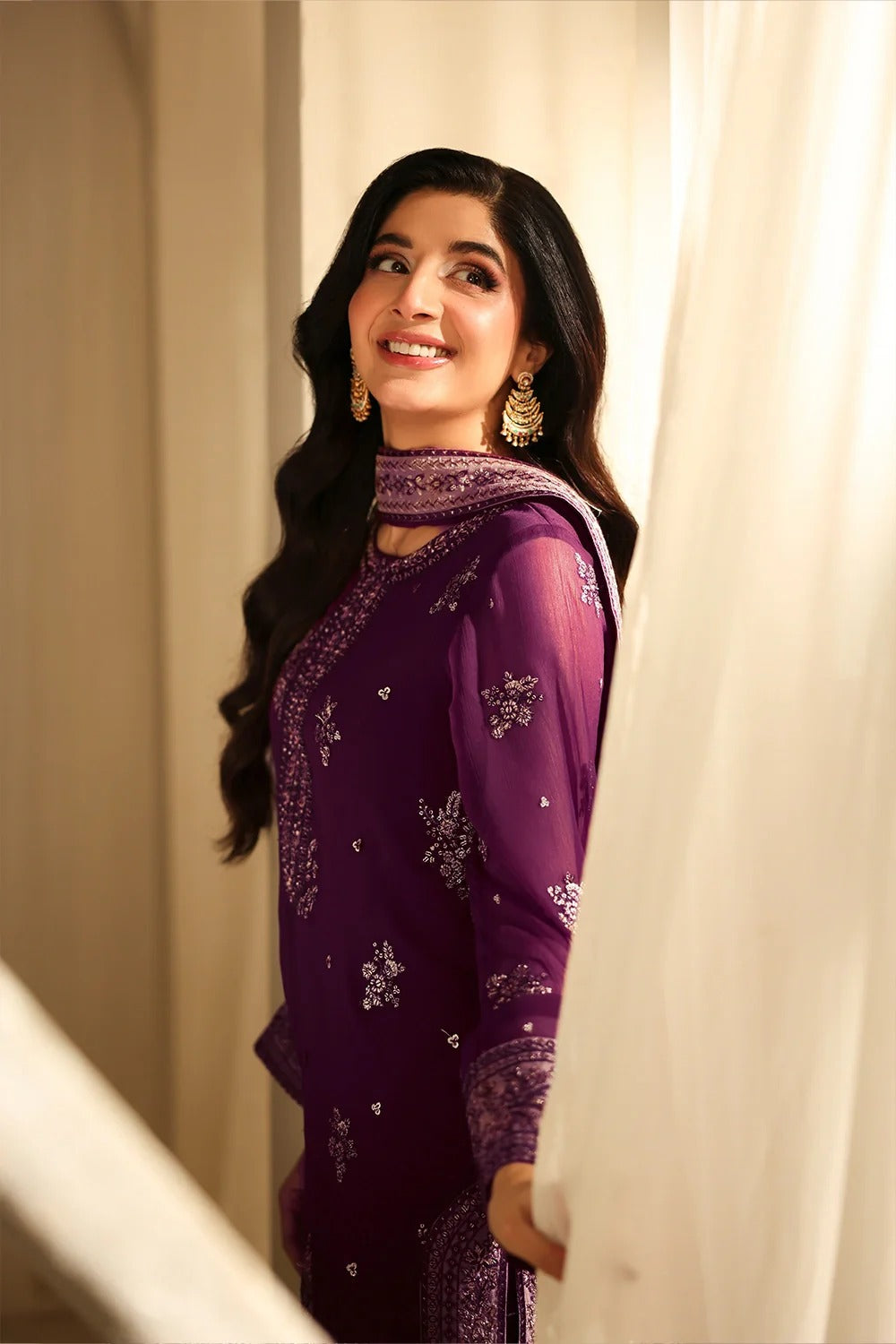 03-Piece Chiffon Suit With Embroidery | Ready To Wear
