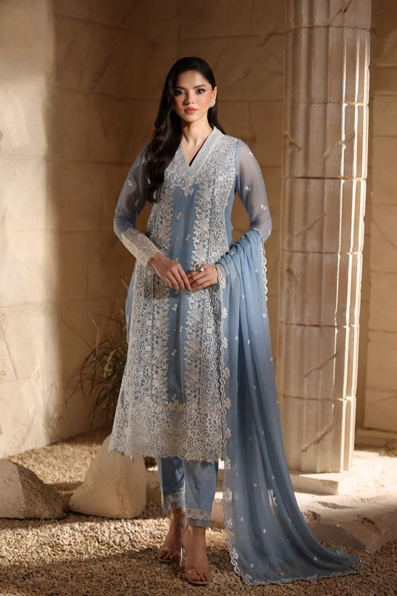 03-Piece Chiffon Suit With Embroidered - Ready To Wear