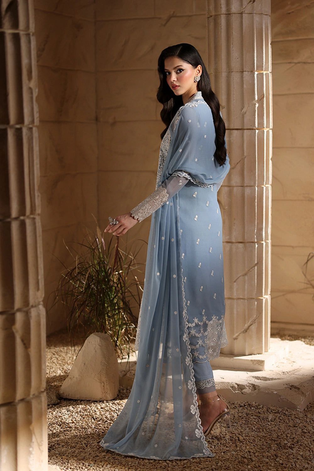03-Piece Chiffon Suit With Embroidered - Ready To Wear