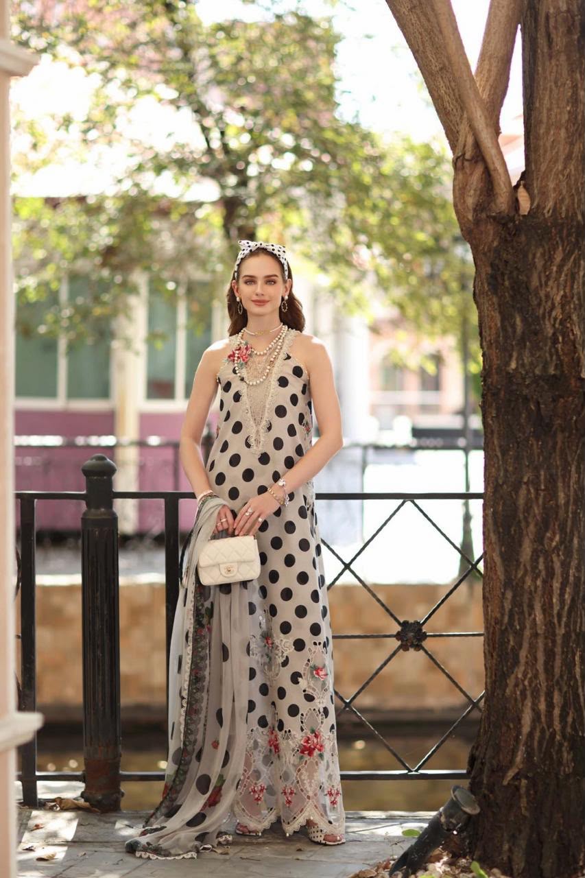 03-Piece Printed Chiffon Suit With Embroidery | Ready To Wear