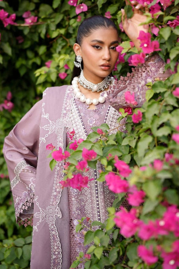 03-Piece Embroidered Lawn Suit With Organza Dupatta | Ready To Wear