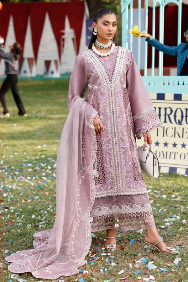 03-Piece Embroidered Lawn Suit With Organza Dupatta | Ready To Wear