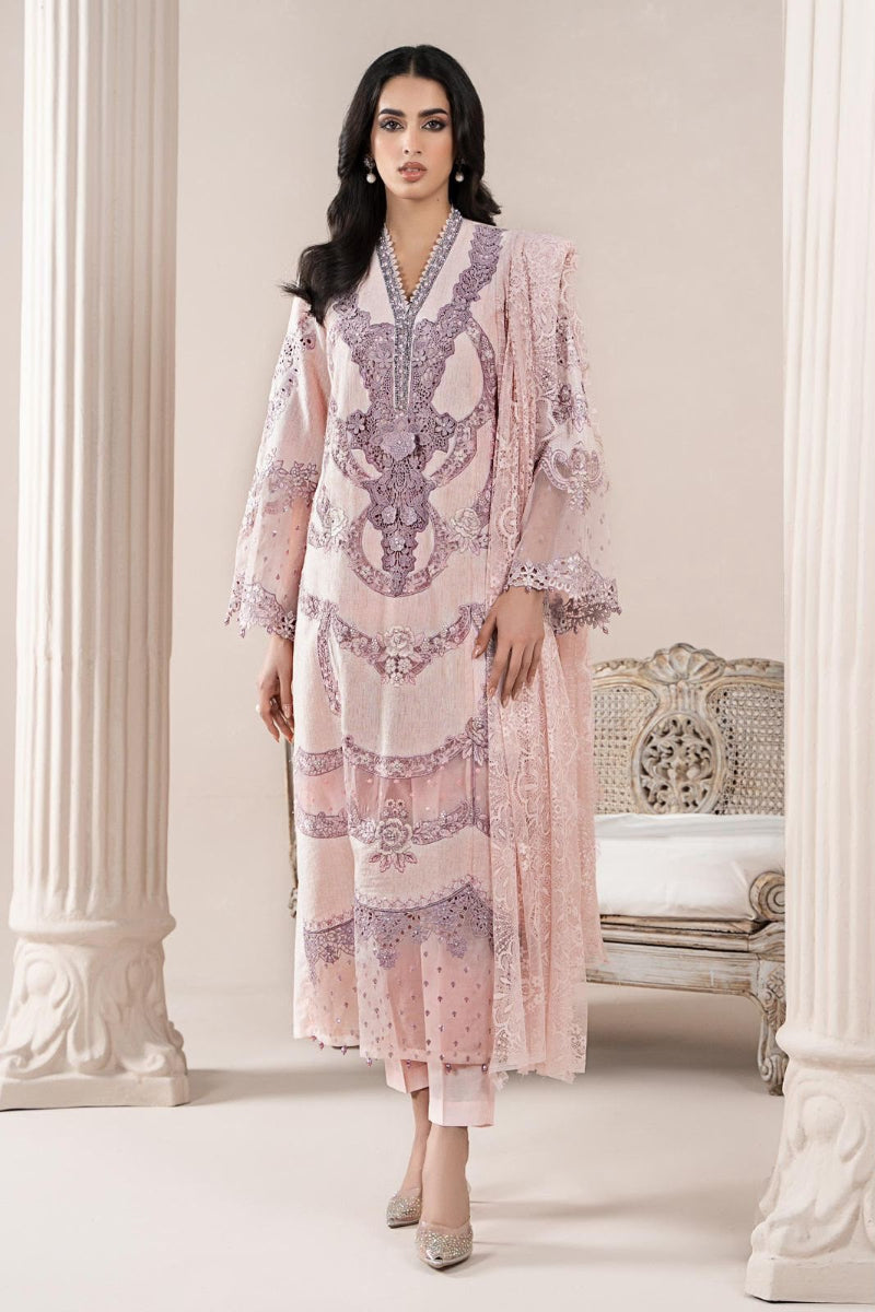 03-Piece Embroidered Lawn Suit With Net Dupatta | Ready To Wear