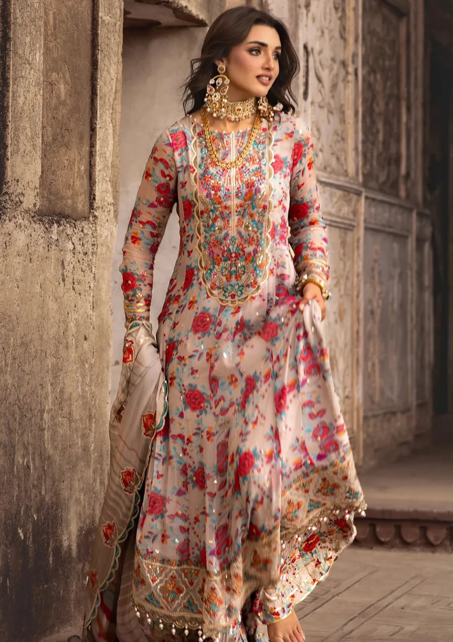 03-Piece Chiffon Suit With Embroidery | Ready To Wear