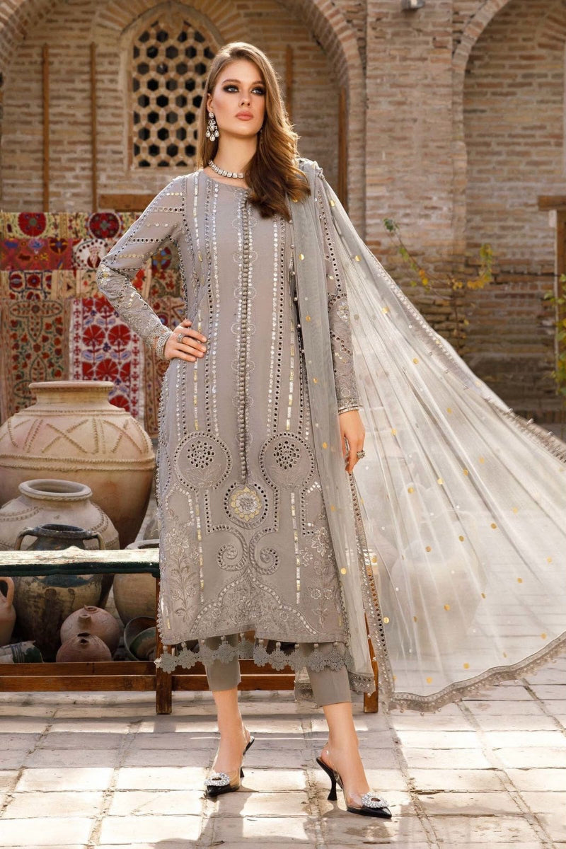 03-Piece Embroidered Lawn Suit With Net Dupatta | Ready To Wear