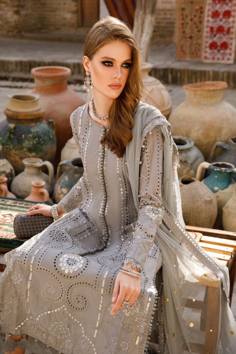 03-Piece Embroidered Lawn Suit With Net Dupatta | Ready To Wear