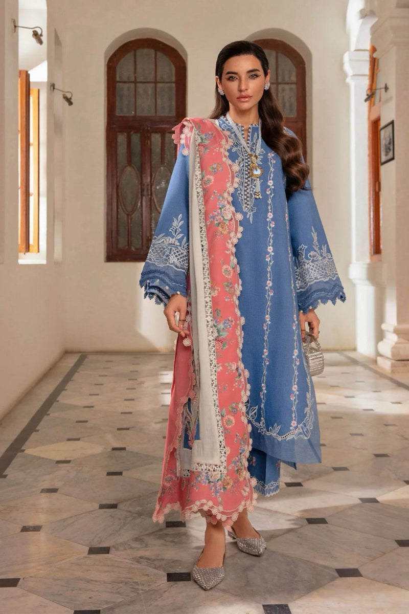 03-Piece Embroidered Lawn Suit With Chiffon Dupatta | Ready To Wear