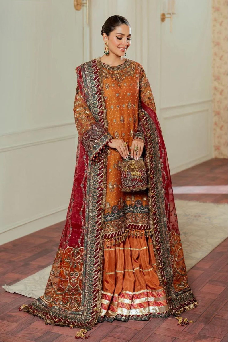 03-Piece Embroidered Mysoori Suit With Organza Dupatta | Ready To Wear