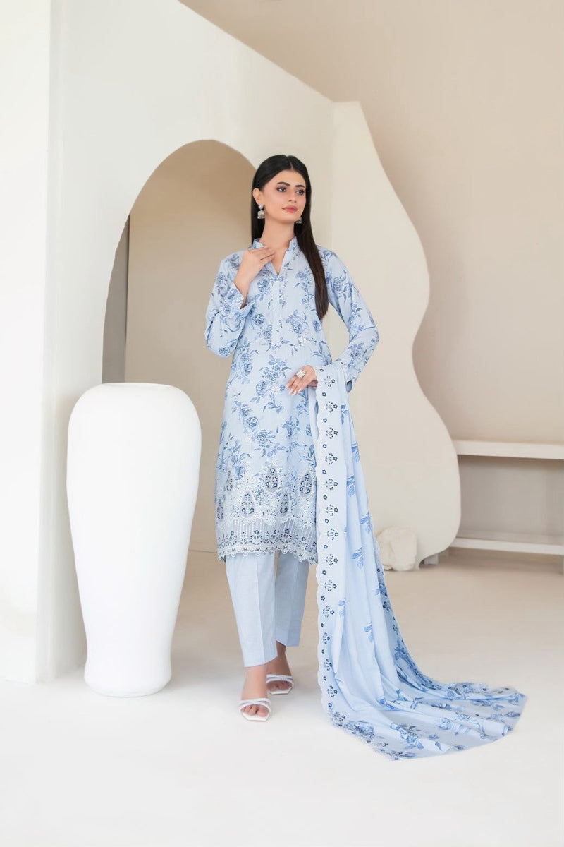 03-Piece Lawn Suit With Chikankari Embroidery | Ready To Wear