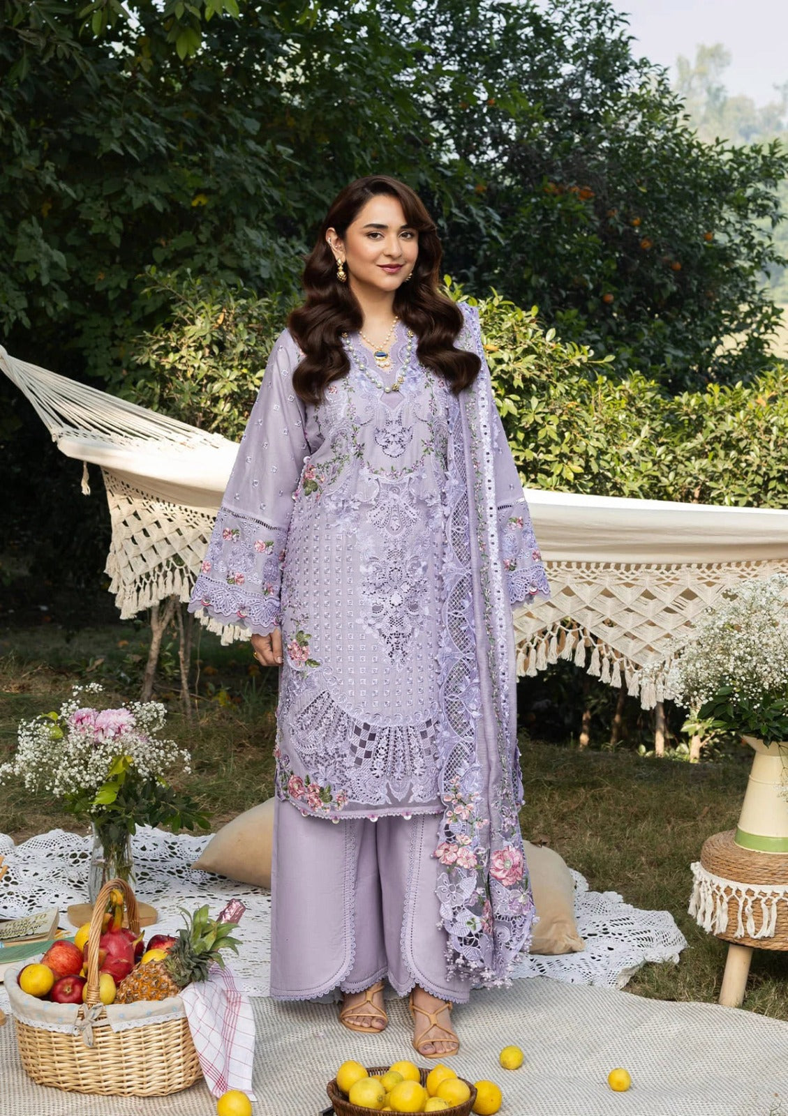 03-Piece Embroidered Lawn Suit With Jacquard Dupatta | Ready To Wear