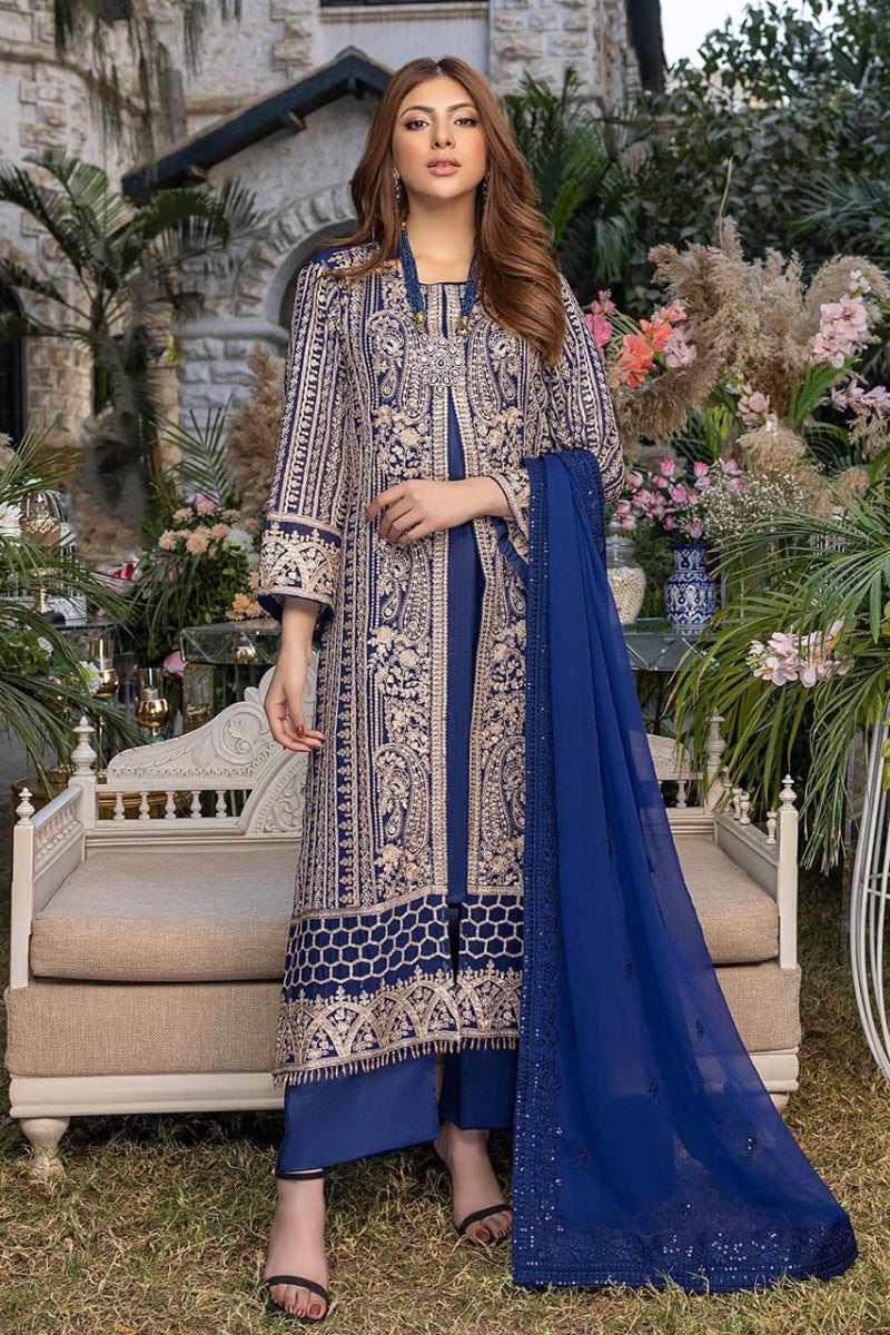 03-Piece Chiffon Suit With Embroidery | Ready To Wear