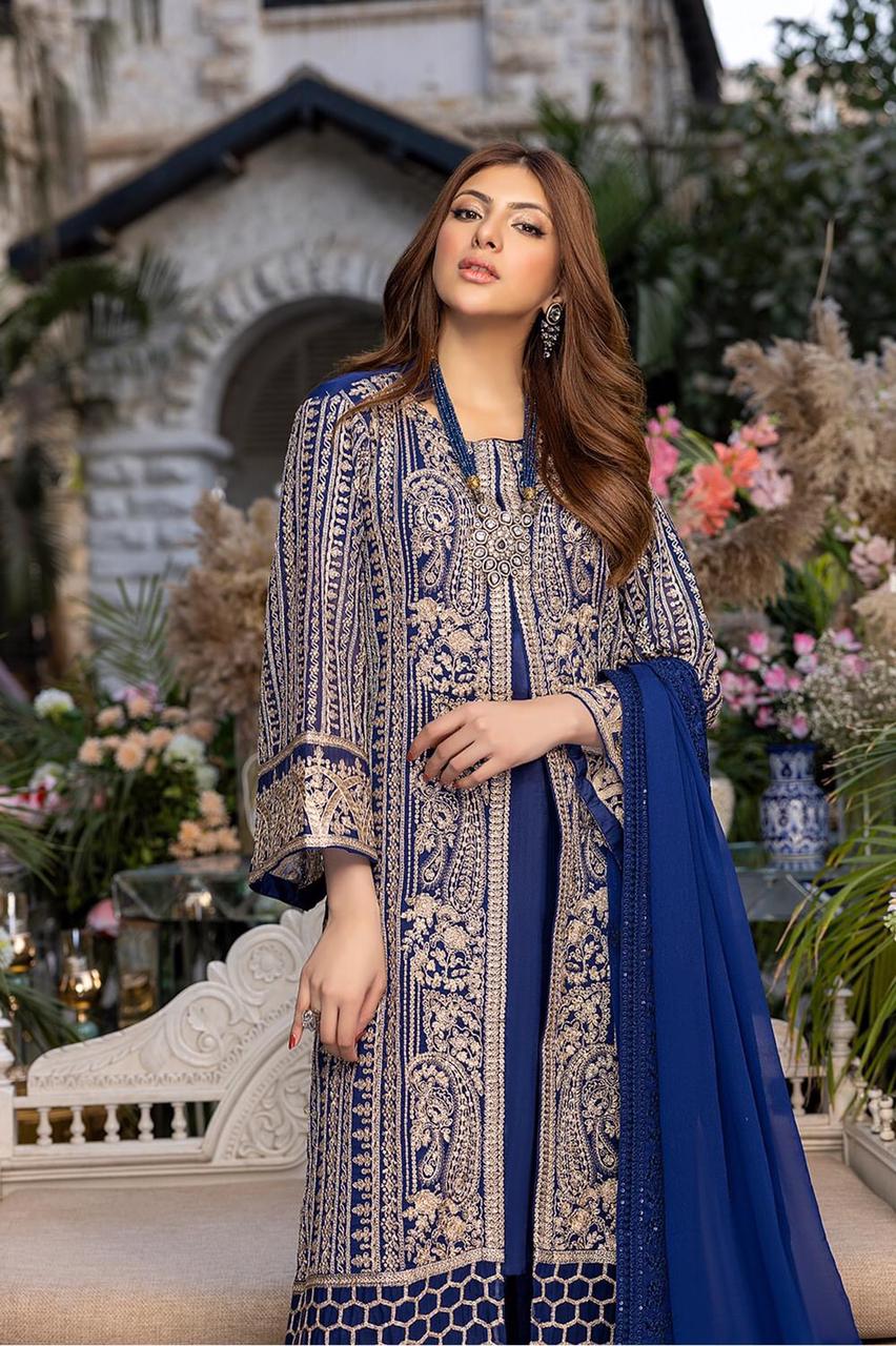 03-Piece Chiffon Suit With Embroidery | Ready To Wear