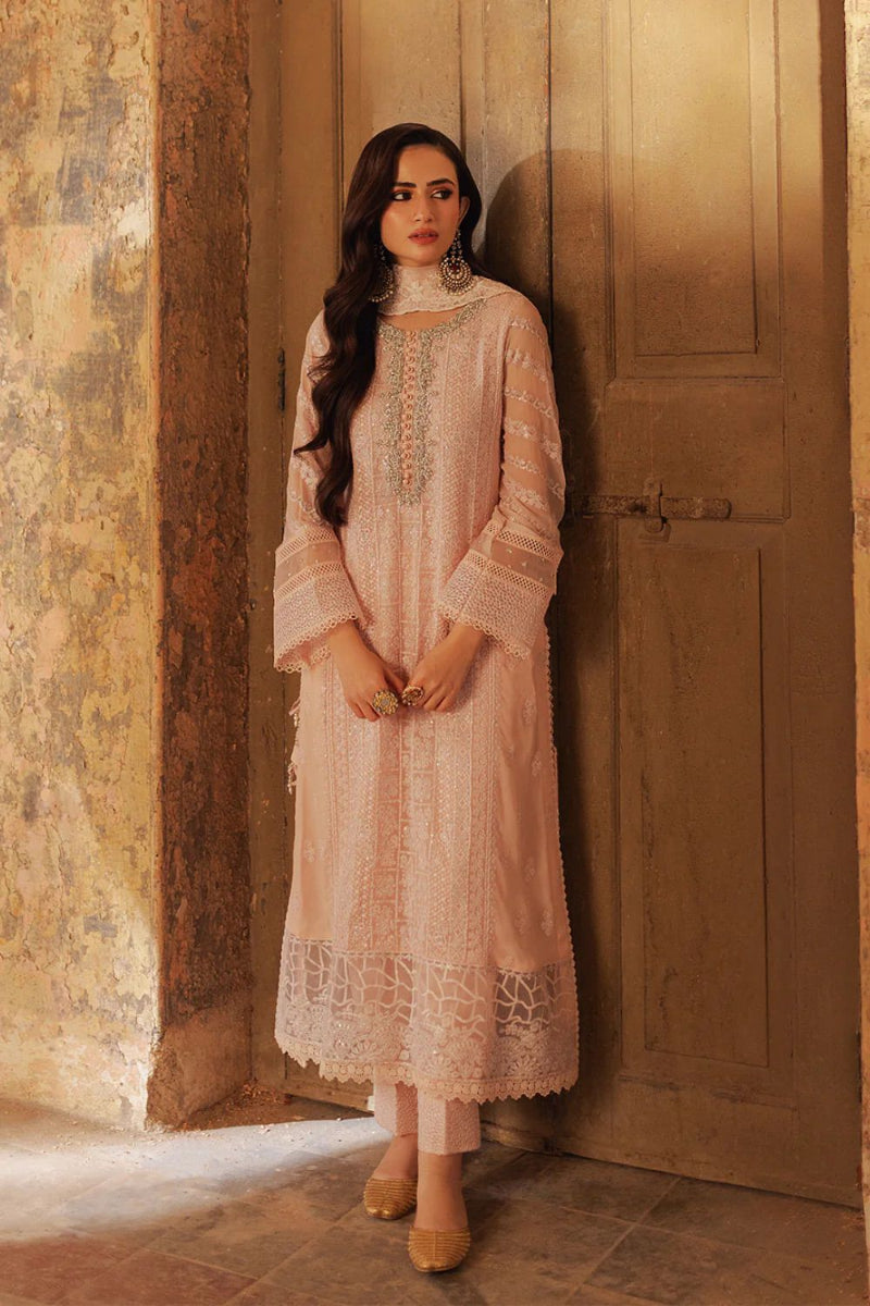 03-Piece Chiffon Suit With Soft Malai Trouser | Ready To Wear