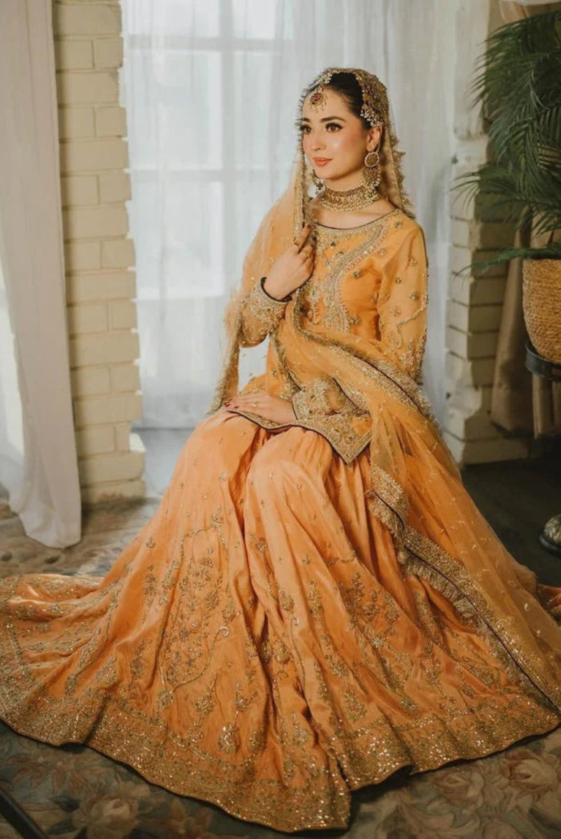 03-Piece Chiffon Suit With Silk Shamoz Gharara | Ready To Wear