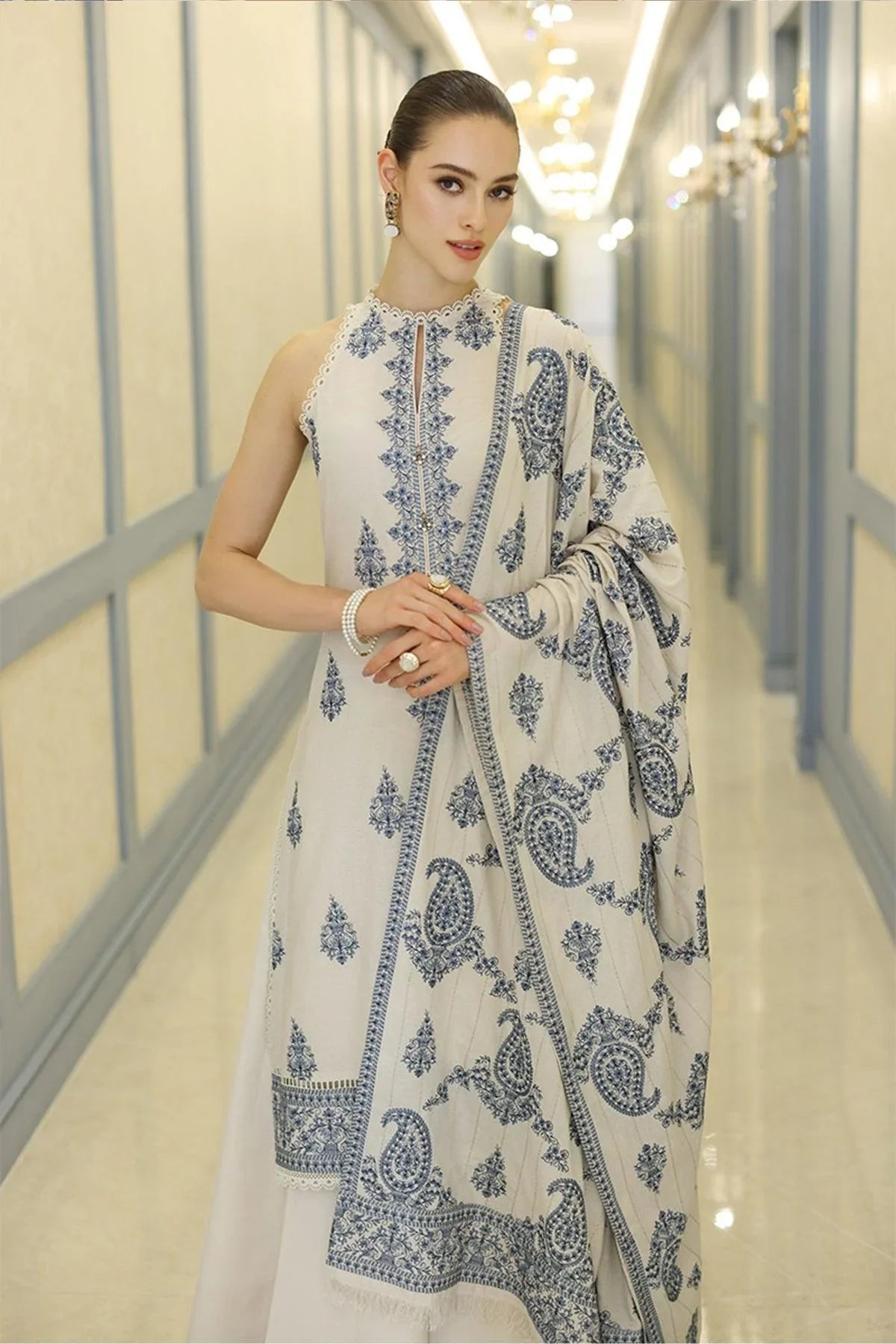 03-Piece Lawn Suit With Chiffon Dupatta | Ready To Wear