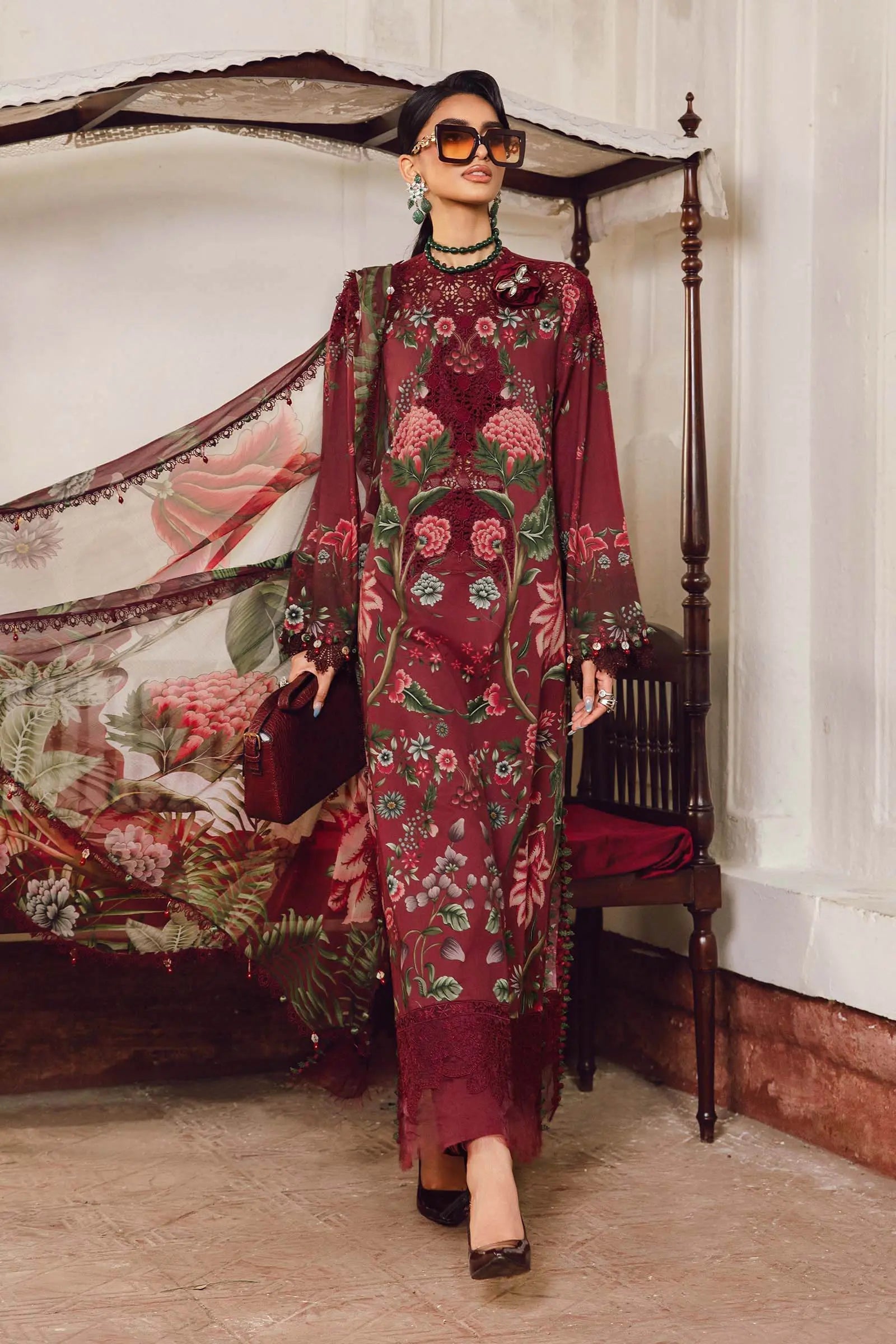 MariaB 3 Piece Printed Lawn Embroidered Suit